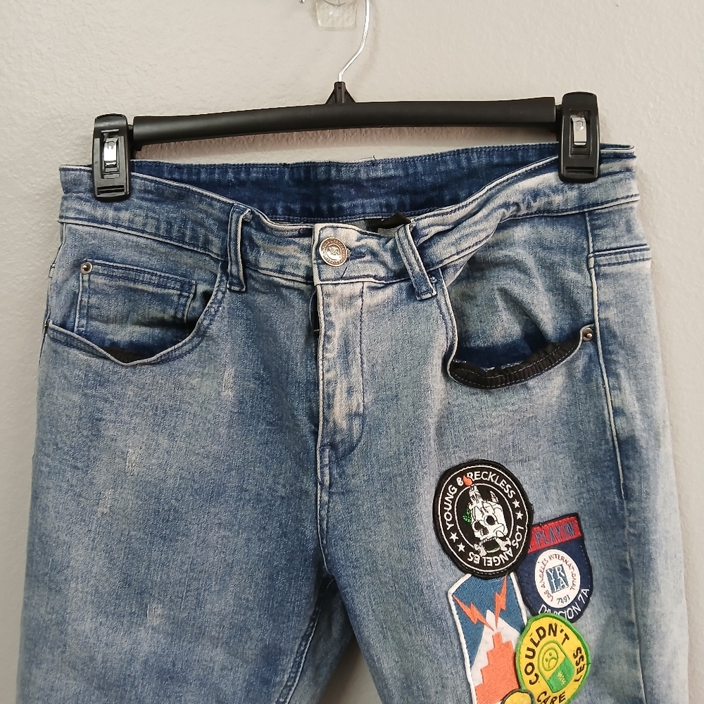 Young & Reckless Distressed Patchwork Jeans Size … - image 4